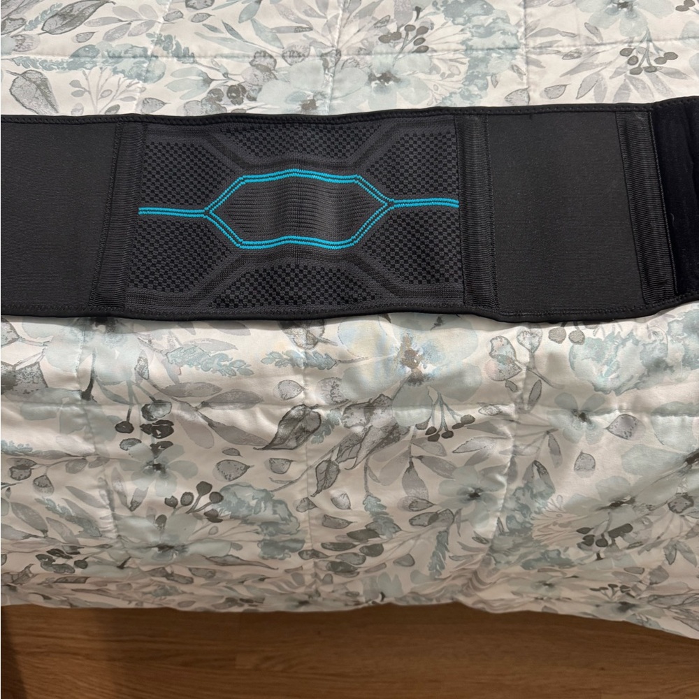 Black Waist Support Belt with Blue Accents